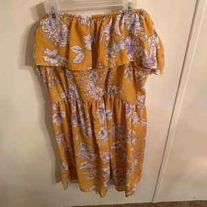 Yellow Floral Off Shoulder Dress